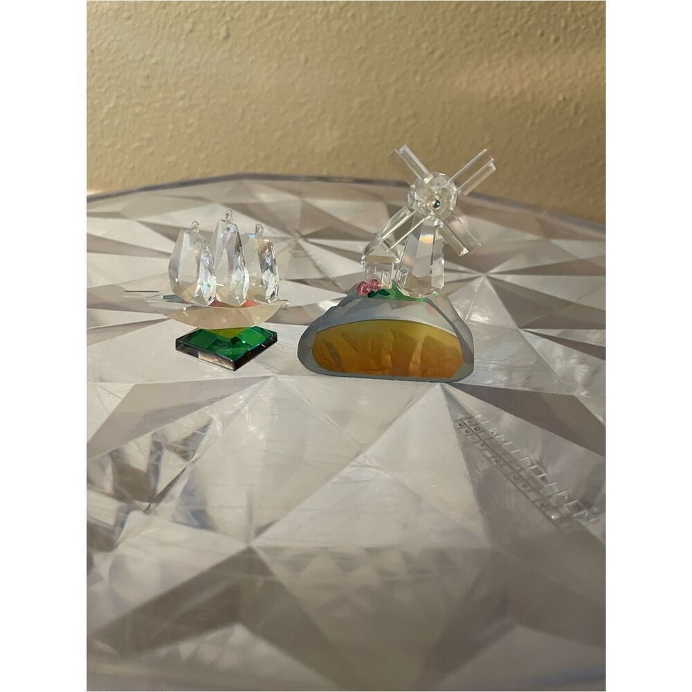 Swarovski Crystal Journeys Gold Wind Mill and Santa Maria Ships Iridescent